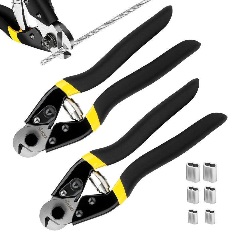 DISEN Wire Cutters Heavy Duty 2pcs, Cutting Up to 3/16", Metal Cable Cutters for Fence Thick Wire Artificial Flowers, Safety Lock, Spring Loaded, Non-slip Matte Handle, Chrome Vanadium Steel Jaw - Image 1